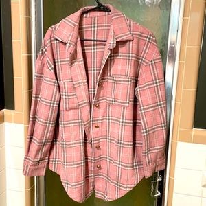 Pink and grey plaid Shacket!! New without tags!!